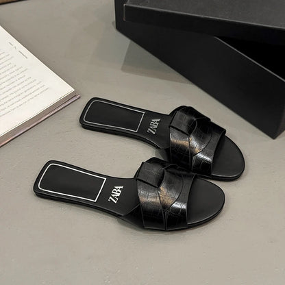 Summer Women Slippers Fashion Outdoor Casual Breathable Flat T-shape Soft Comfortable Heels Shoes Open Toe Sandals Slides Women