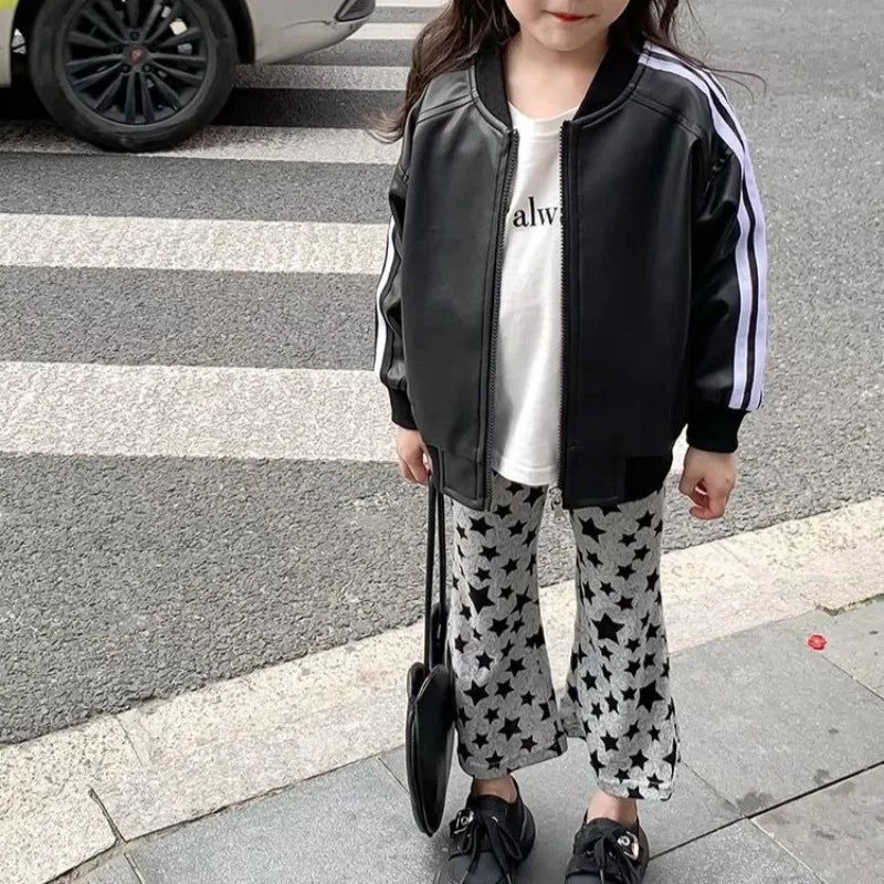 Girls' Flared Wide Leg Pants Spring Autumn Kids' Stylish Outerwear Trendy Children's Clothing