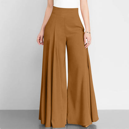Women's Thin Trousers Zipper Wide Legs Solid Color High Waist Elegant Spring Office Commuting Simple Versatile Casual Pants