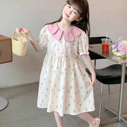 Floral Cute Casual Dress Elegant Dresses for Girl 8 To 14 Year Old Girls Clothes 11 12 Years Luxury Up Kids Summer Child Little
