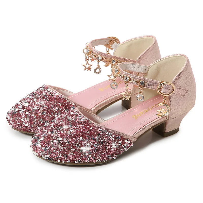Children Sandals Girls Shoes Summer Pearl Bowknot Open Toe High Heels Girls Sandals Princess Dance Party Shoes for Kids CSH826
