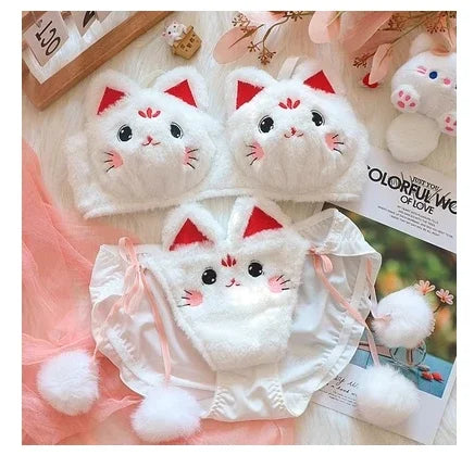 Girls lolita plush bra underwear my melody bralette push up brassiere  wirefree warm kawaii bra underpants seamless lingerie