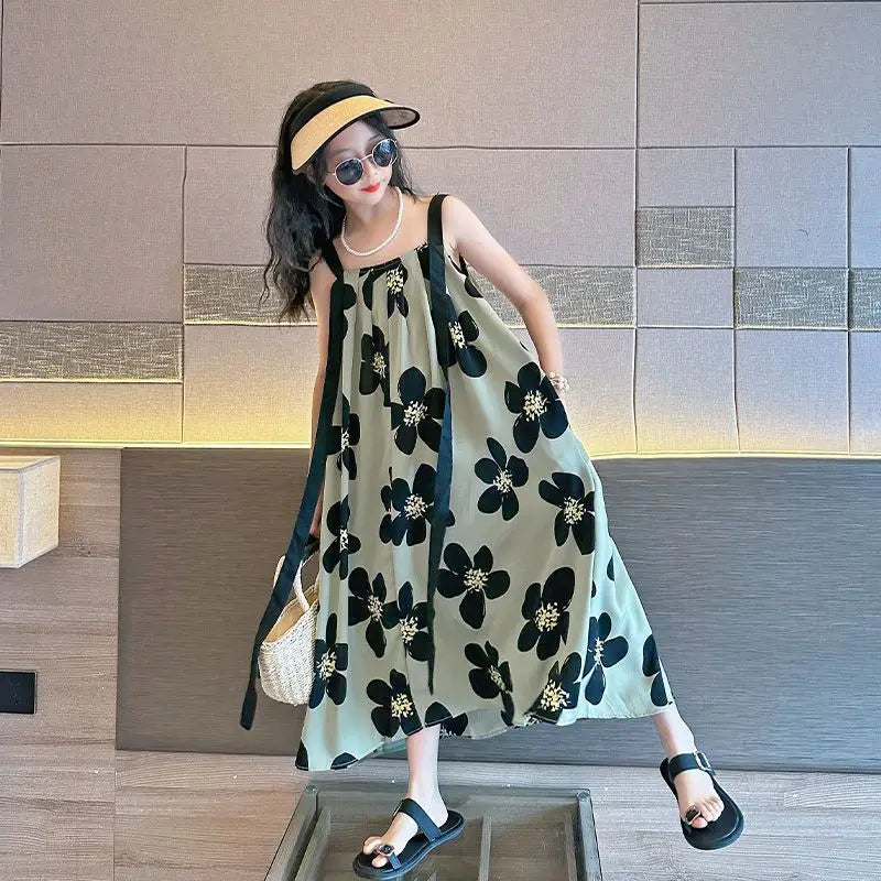 Summer Stylish Beach Dress Fashionable Maxi Dress Girls Clothes From 8 To 12 Years Old Sundress Party Dresses Teenagers 14 Skirt