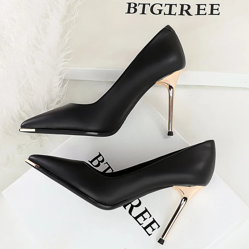 BIGTREE Shoes New Women 9.5 Cm Heels Metal Pointed Tip Women Pumps Quality High Heels Stiletto Luxury Pumps Ladies Shoes 2026