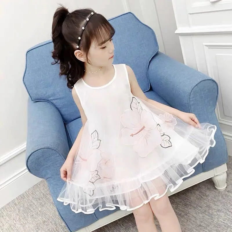 Sleeveless Mesh Children's Strapless Princess Dress 2025 Girl Summer Clothes Girls From 7 8 Years Dresses Kids Girl's Holiday 9