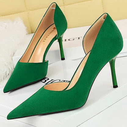 BIGTREE Shoes Woman Pumps Stylish Minimalist Slim Heel High Heels Suede Ladies Shoes Stiletto Comfort Women Heels Plus Size 43