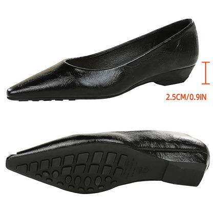 BIGTREE Shoes Low Heeled Women's Shoes Wedge Heels Pointed Tip Ladies Shoes Commuting Professional Women Shoes 5 Color Low Heels