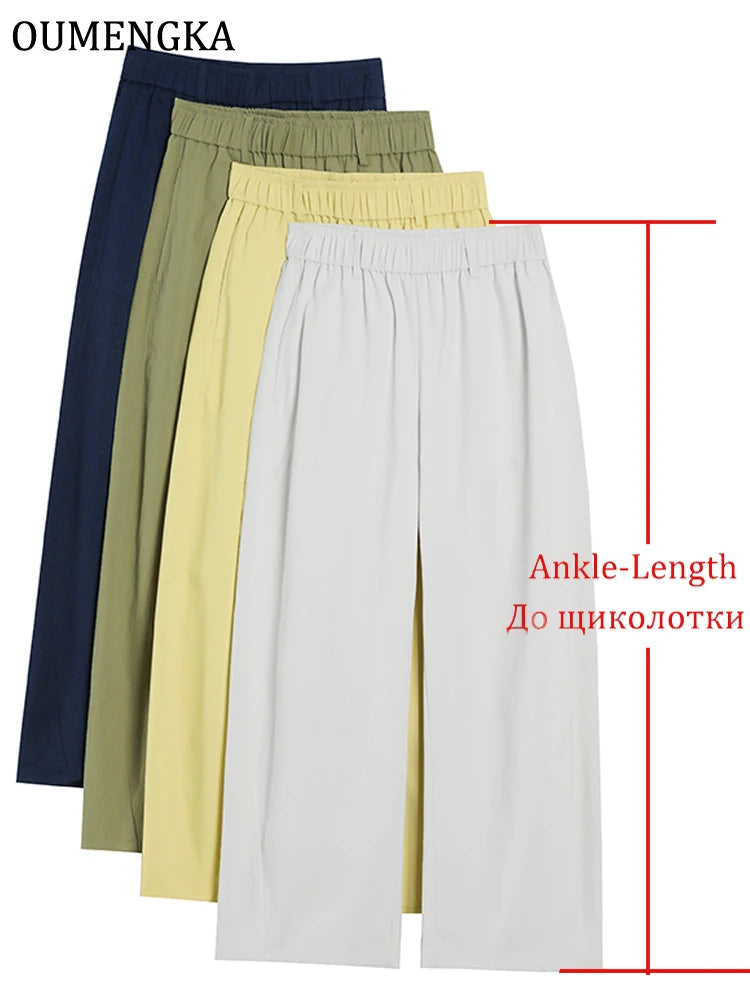 Women Cotton Linen Casual Pants 2026 Summer New High Waist Pleated Wide Leg Ankle Chic  Pants Easy Wear Quality  Trousers