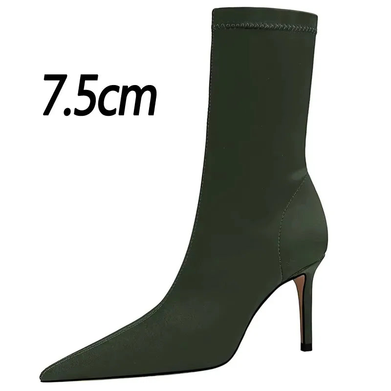 BIGTREE Shoes Women Boots Fashion Ankle Boots Pointed Toe Stretch Boots Autumn Stiletto Socks Boots High Heels Ladies Shoes 2026