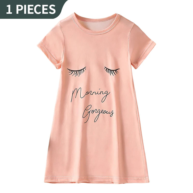 Summer girl sweet and cute dress, fashionable and versatile round neck print knee length skirt, comfortable and soft home skirt