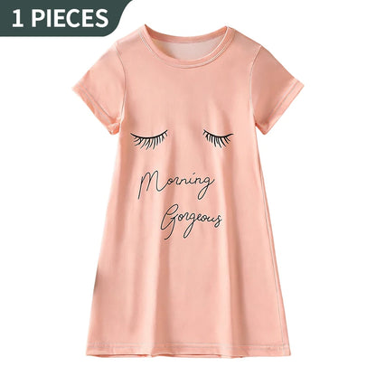 Summer girl sweet and cute dress, fashionable and versatile round neck print knee length skirt, comfortable and soft home skirt