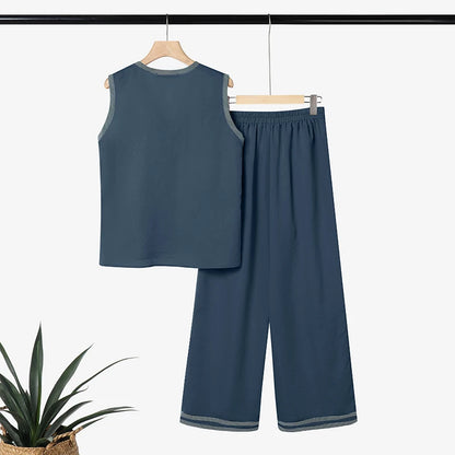 ZANZEA Fashion Summer 2 Pieces Tracksuit Women V Neck Sleeveless Tanks Tops Pant SetsCasual Patchwork Work Outfit Matching Sets