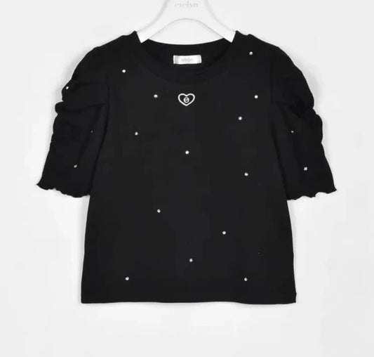 Japanese Style Sweet Lady Crew Neck Tees Bubble Short Sleeve T-shirts Versatile Slim Fit Women's Tops Spring and Summer