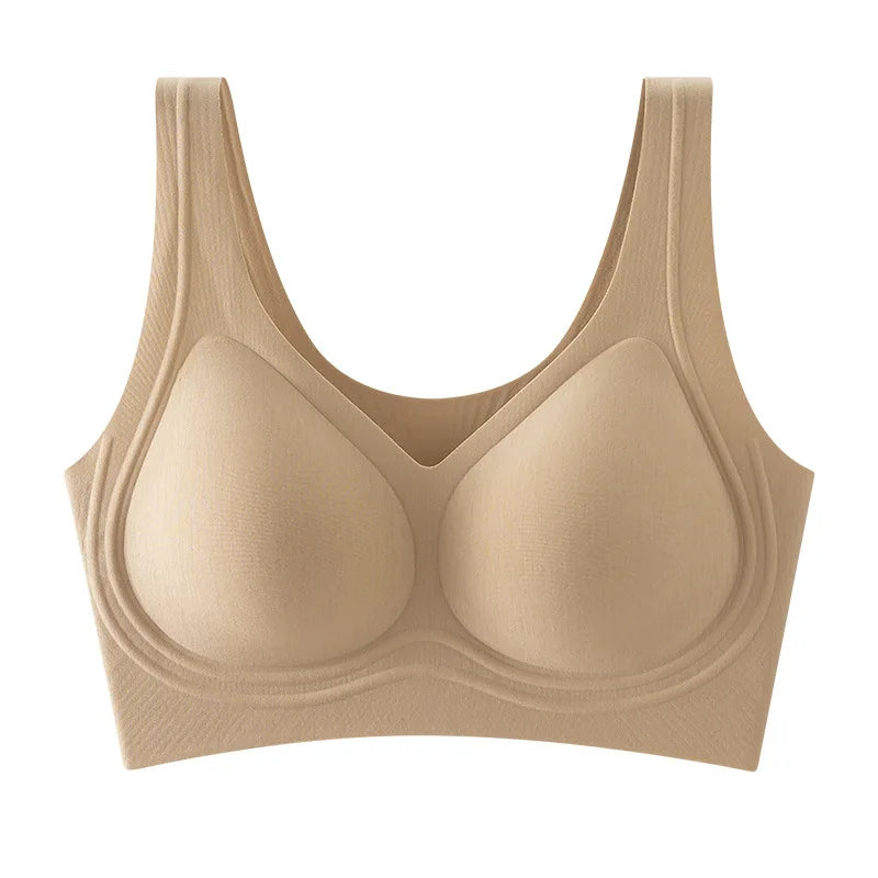 Lenzing Modal Women's Invisible Seamless Beauty Back Push-Up Underwear, Wireless Tank-Style Sports Bra