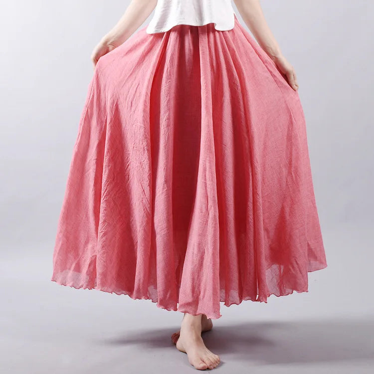 2026 Women Cotton Blending Long Skirts High Waist Good Quality Women Summer Boho Maxi Skirts Brand Faldas Femme Streetwear