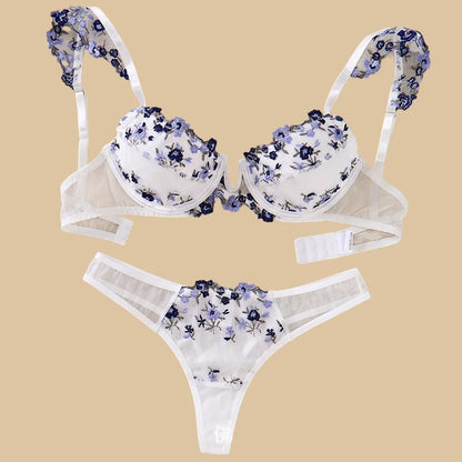 Lingeries Sexy Set Floral Embroidery Push Up Lingerie See through Bra Sets 2pcs Lady Fancy Underwear Delicate Intimate Lingerie