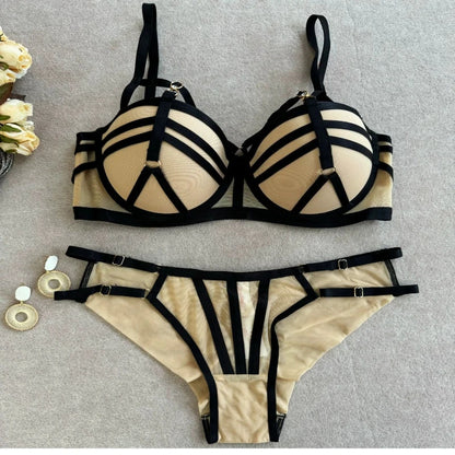 2026 New European Style Women Lingerie Set Push Up Lifting Support Bra Soft Underwire Strappy Design Conceals Side Spillage
