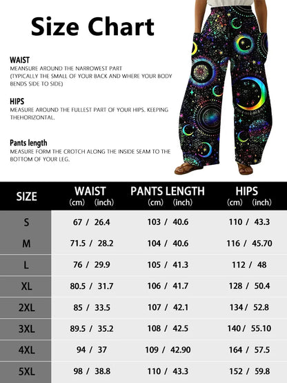 Women's Large Size Cartoon Cat Loose Wide-legged Pants Fall And Winter Casual Elastic Waist Pants Home Large Size Women Clothing