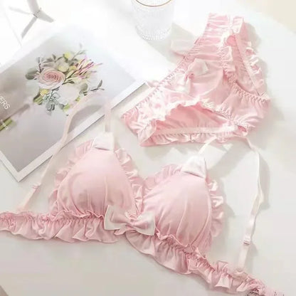 Little White rabbit ears girls underwear  Japanese girls pure desire small chest thin bra without underwire