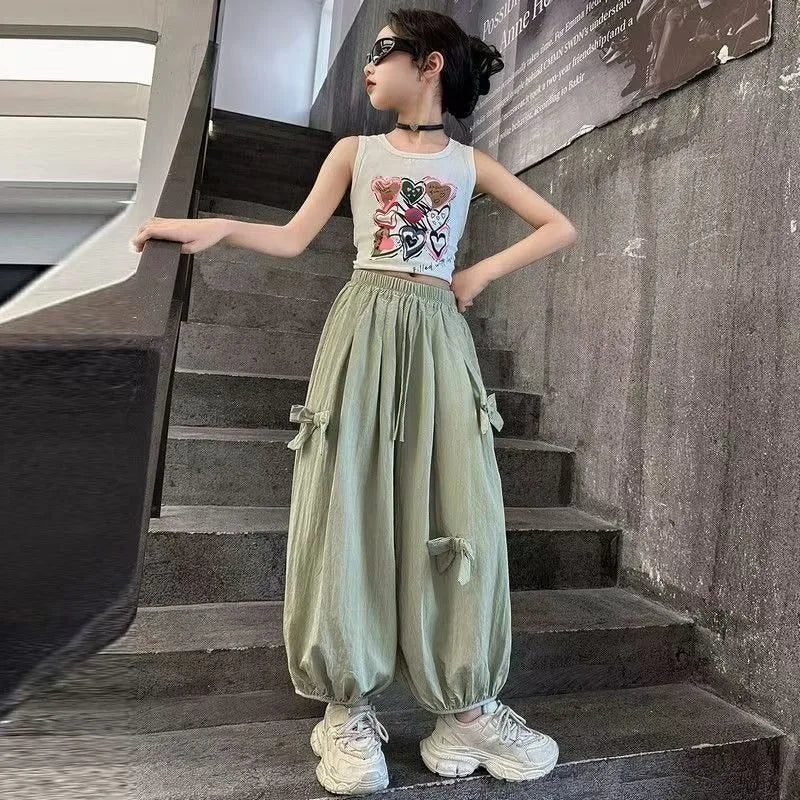 Lightweight Kids Mosquito Repellent Harem Pants 5-12Y Casual Quick Dry Summer Pants for Girls Loose Fit Anti Bug Outdoor Play