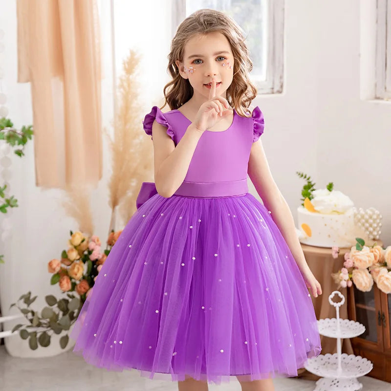 Baby Girls Summer Dresses 2 3 6 8 10Yrs Cute Kids Birthday Princess Dress Children Casual Clothes Sleeveless Girls Layered Dress