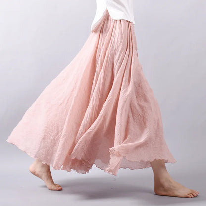 2026 Women Cotton Blending Long Skirts High Waist Good Quality Women Summer Boho Maxi Skirts Brand Faldas Femme Streetwear