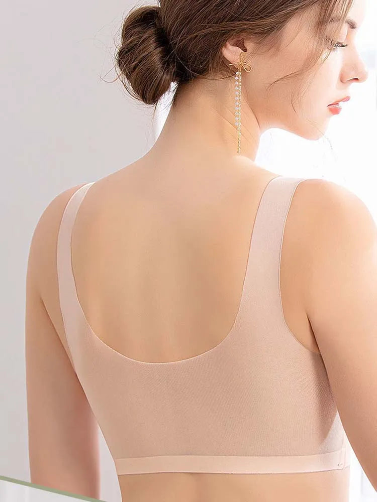 Thin Sexy Bra Ice Silk Push Up Sports Bra Breast Pad Pajamas Women's Underwear