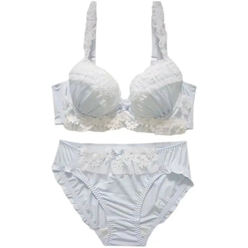 UK Trending! MOYISU Kawaii Lolita Bra Set Full Cup G Heavy Underwire Support Heavy Lace Thin Cup Pure Sexy Teen Lingerie Summer