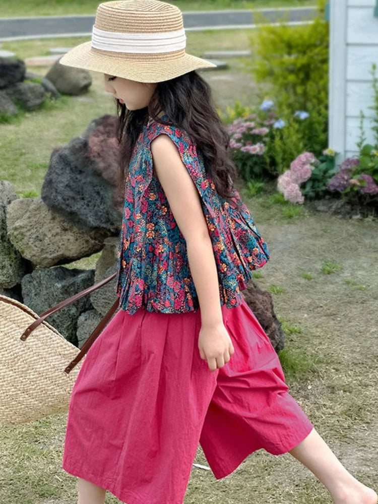 Kids Girl Clothes Summer Suits for Girls 12 14 Years Old Clothing Sets 4 7 Children 11 Korean Children's 2025 Set 8 Year Top Up