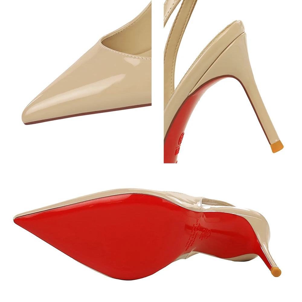 Large Size 43 Women Pumps Pointed High Heels Patent Leather Women Heels 8 cm Stiletto Sexy Party Shoes Summer Heeled Sandals