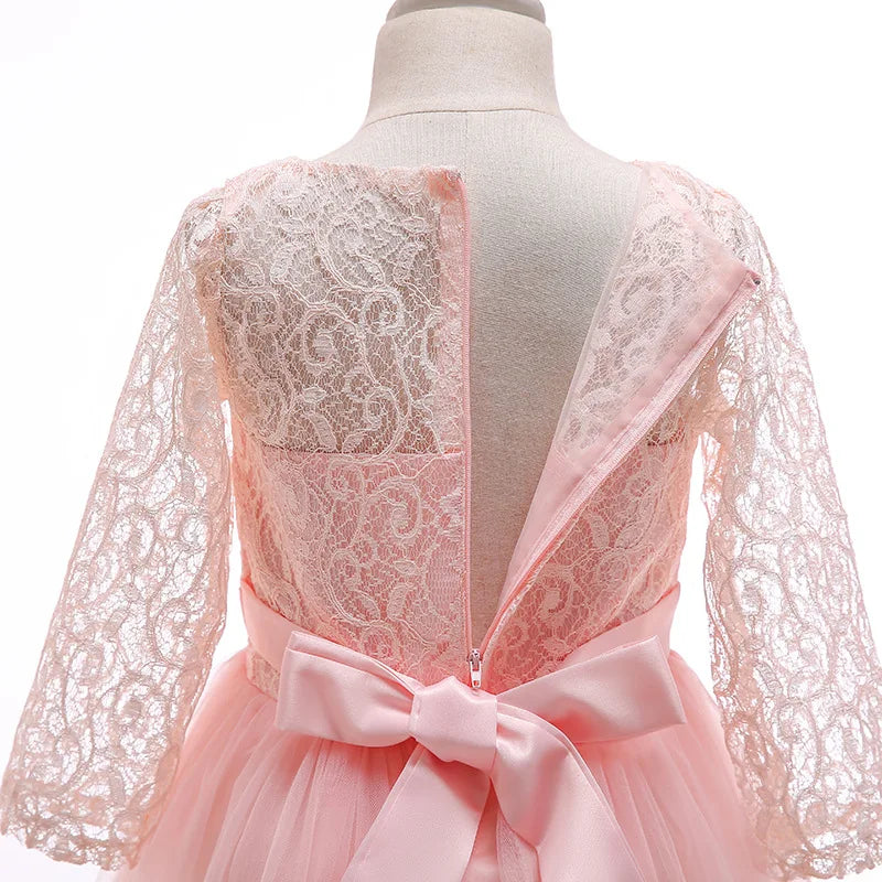 4-14 Years Girls Dress Summer Mesh Fashion Girls Princess Wedding Dress Piano Performance Costume Teenagers New Kids Clothes