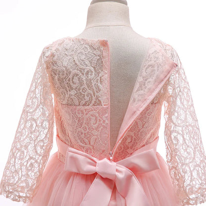 4-14 Years Girls Dress Summer Mesh Fashion Girls Princess Wedding Dress Piano Performance Costume Teenagers New Kids Clothes