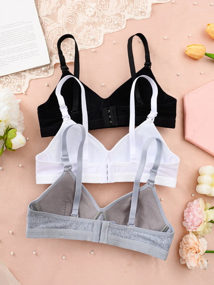 3 pcs teen bra with adjustable straps without underwire, non-removable chest pads, comfortable underwear