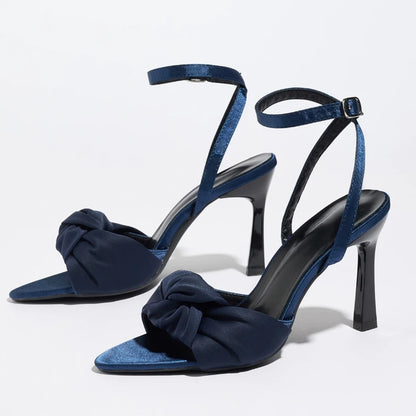 Sexy Pointed Toe High Heel Sandals Women Luxury Satin Ankle-Strap High Heels for Ladies Street-style Women's Sandals Summer 2026