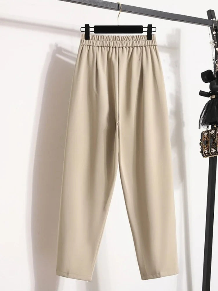 High Quality Korean Style Straight Trousers Plus Size Pants Woman Autumn Winter 2026 New Arrival High Waist Suit Pants