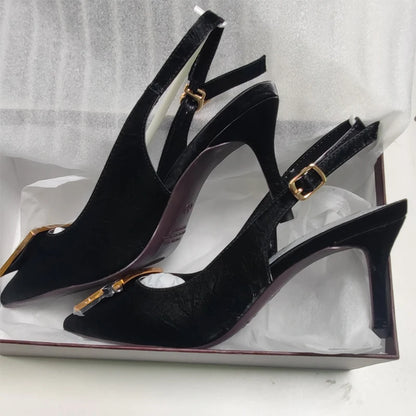 BIGTREE Shoes Metal Kitten Heels Hollow High Heels Woman Pumps Sexy Party Shoes Women Heels Stiletto Women Sandals Plus Size 43