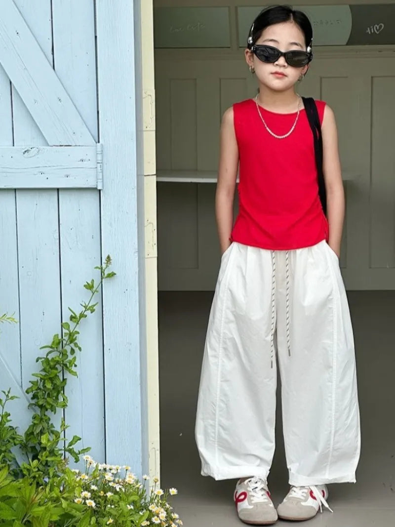 Girls' Lightweight Summer Loose Stylish Wide Leg Harem Pants 5-12 Years