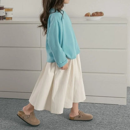 Kids' Pleated Mini Skirt for Tween Girls 2025 Autumn Season Korean Style Simple Design Versatile for School Outdoor
