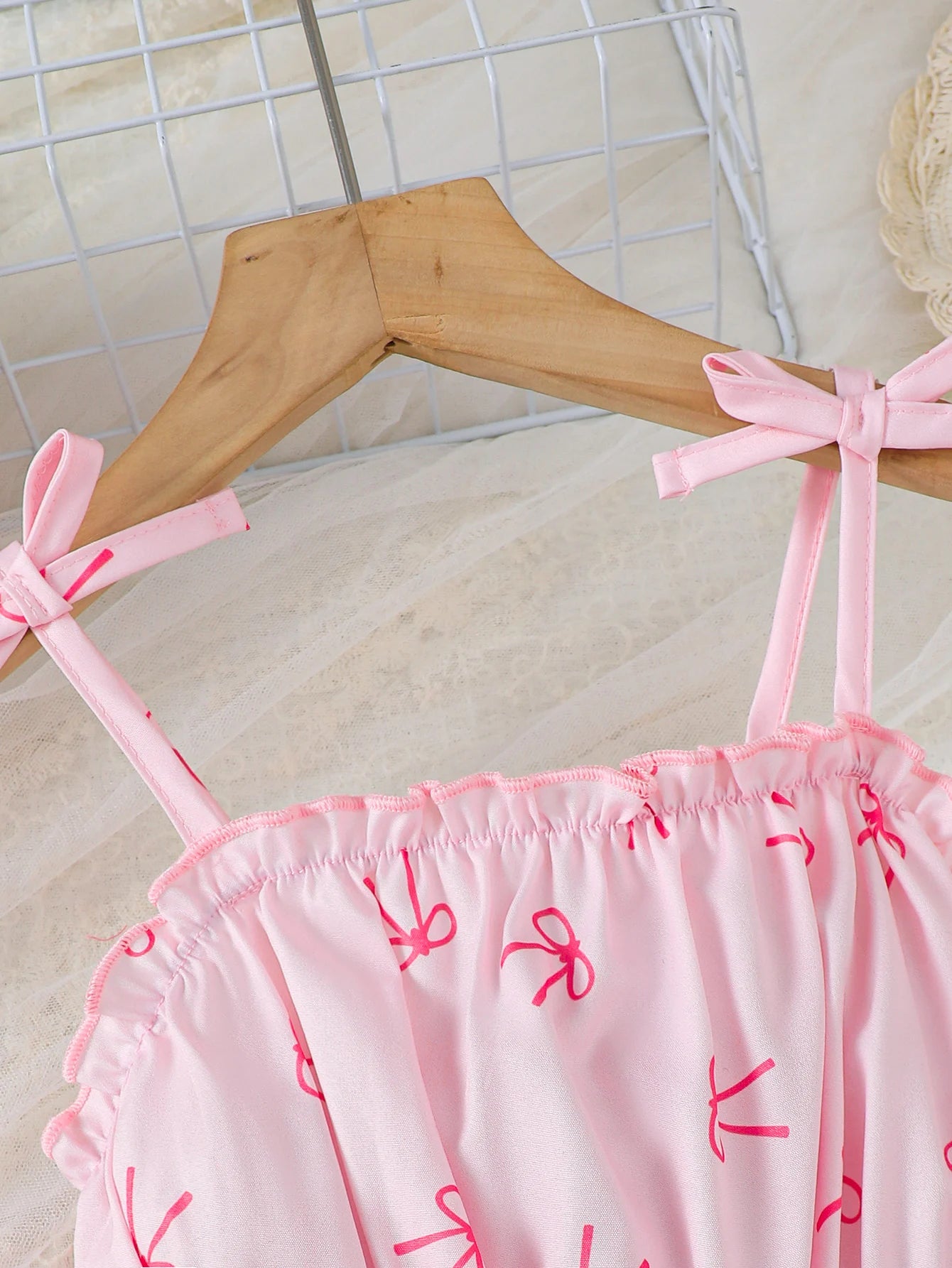 Girls Butterfly Knot Patterned Strap Dress Summer Children's Fashion Comfortable Versatile Outdoor Scene Suitable Dress