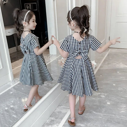 Plaid Princess Dress Summer Dresses for Girl From 8 To 12 Years Old Kids Girls Luxury 2025 Clothes Elegant 7 Year Puffy Party 11