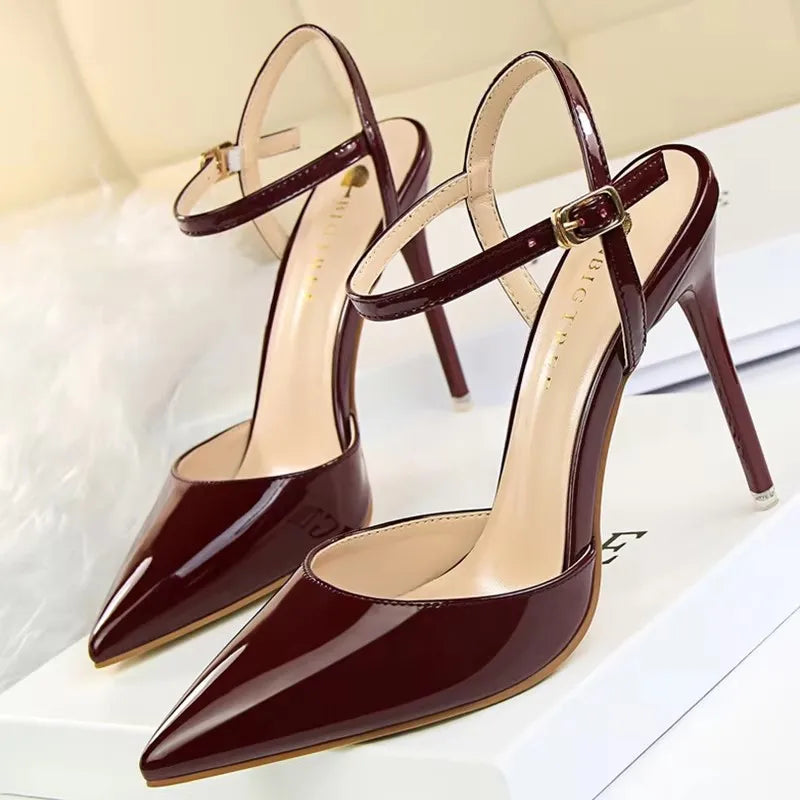 BIGTREE Shoes Fashion Sandals Women 2026 Patent Leather High Heels Women Sandals Summer Heeled Sandals Pointed Toe Women Pumps