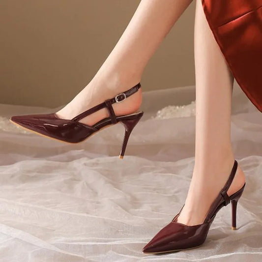 2025 Women New Plus Size Heel Sandals Women sexy elegant Leather Pumps Ladies Retro Brand Buckle Rome High Heels Shoes Mules