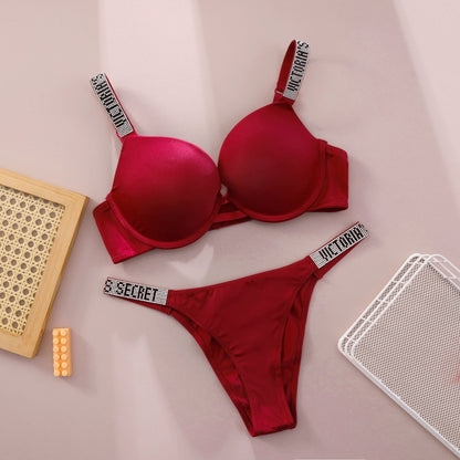 V Women Lace Push Up Bralette Seamless Comfortable Breathable Lingerie Home Wear Set Lingerie Set Underwear Set Bra Panty Set