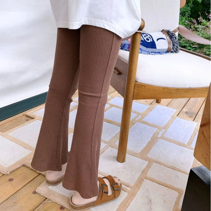 2026 Spring Summer Korean Slim Fit Girls' Flared Pants Stylish Long Pants for Toddler Girls Breathable Cotton Leggings