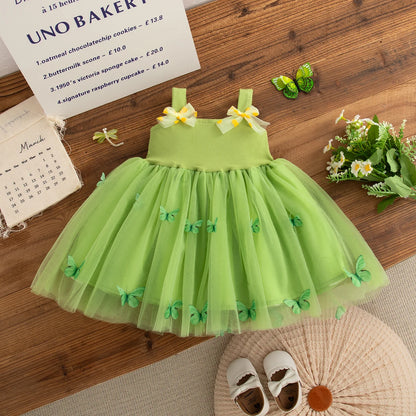 Summer New Baby Clothes Girl Floral Patterns And Bows Halter Puffy Girl Kid's Dress Cute Casual Baby Gir Princess Dresses