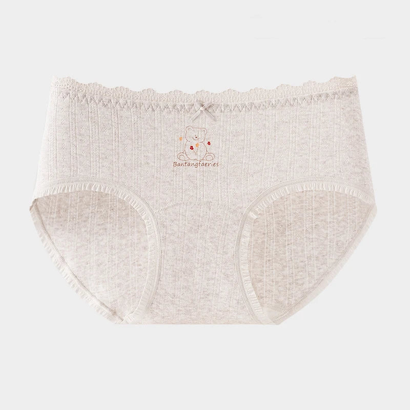 1pcs Cotton Panties Girl Lace Underwear Teenager Cute Bow Briefs Students Intimates Dot Print Underpant Female Comfort Lingeries