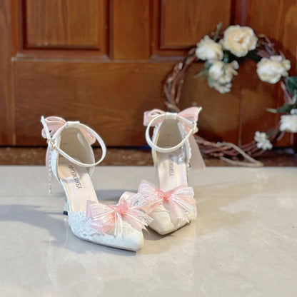 Women's Summer Sandals Y2K Heels Lolita White Women's Shoes Mary Jane Shoes Luxury Shoes Woman Designer Weddings Bridal Shoes 42