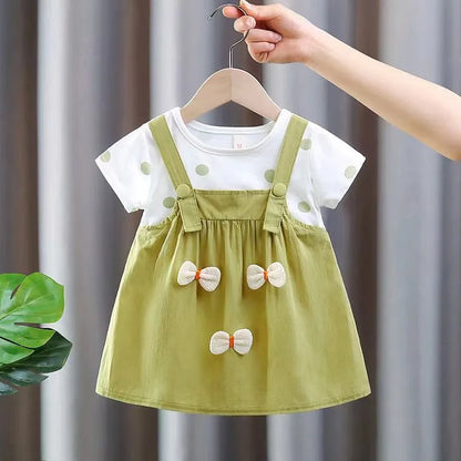 Baby Girl Clothes Summer Polka Dot Print Cute Three-Dimensional Bow Decoration Baby Dresses Sweet Birthday Party Baby Clothes