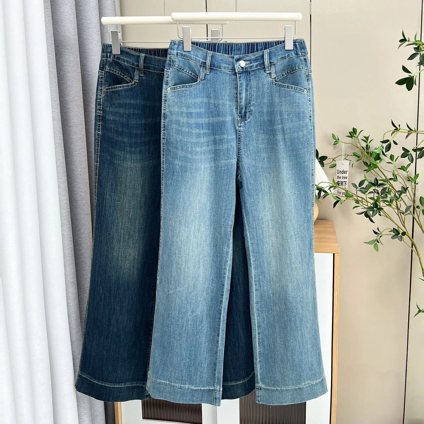 2025 Summer New Style 100kg Casual Slimming Stretch Thin Denim Straight Long Pants Plus Size Women's JEANS 8653