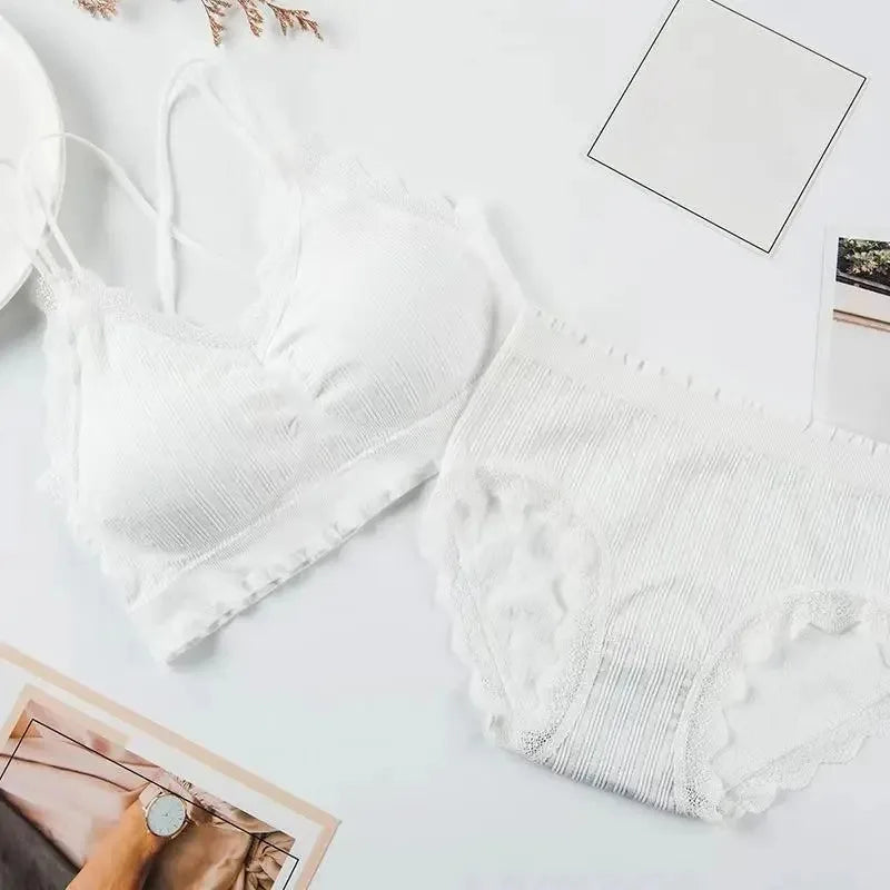 Sexy Seamless Tops Set High Waist Panties Women Wireless Underwear Suit Soft Padded Bras Set Backless Bralette Lingerie
